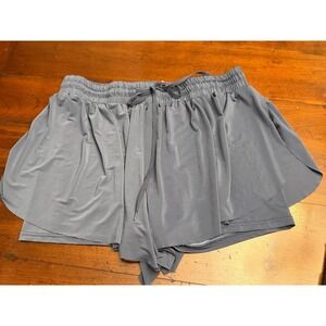 ebb & flow Gray 2-in-1 Flowy Athletic Running Shorts‎ - Women's Size Large